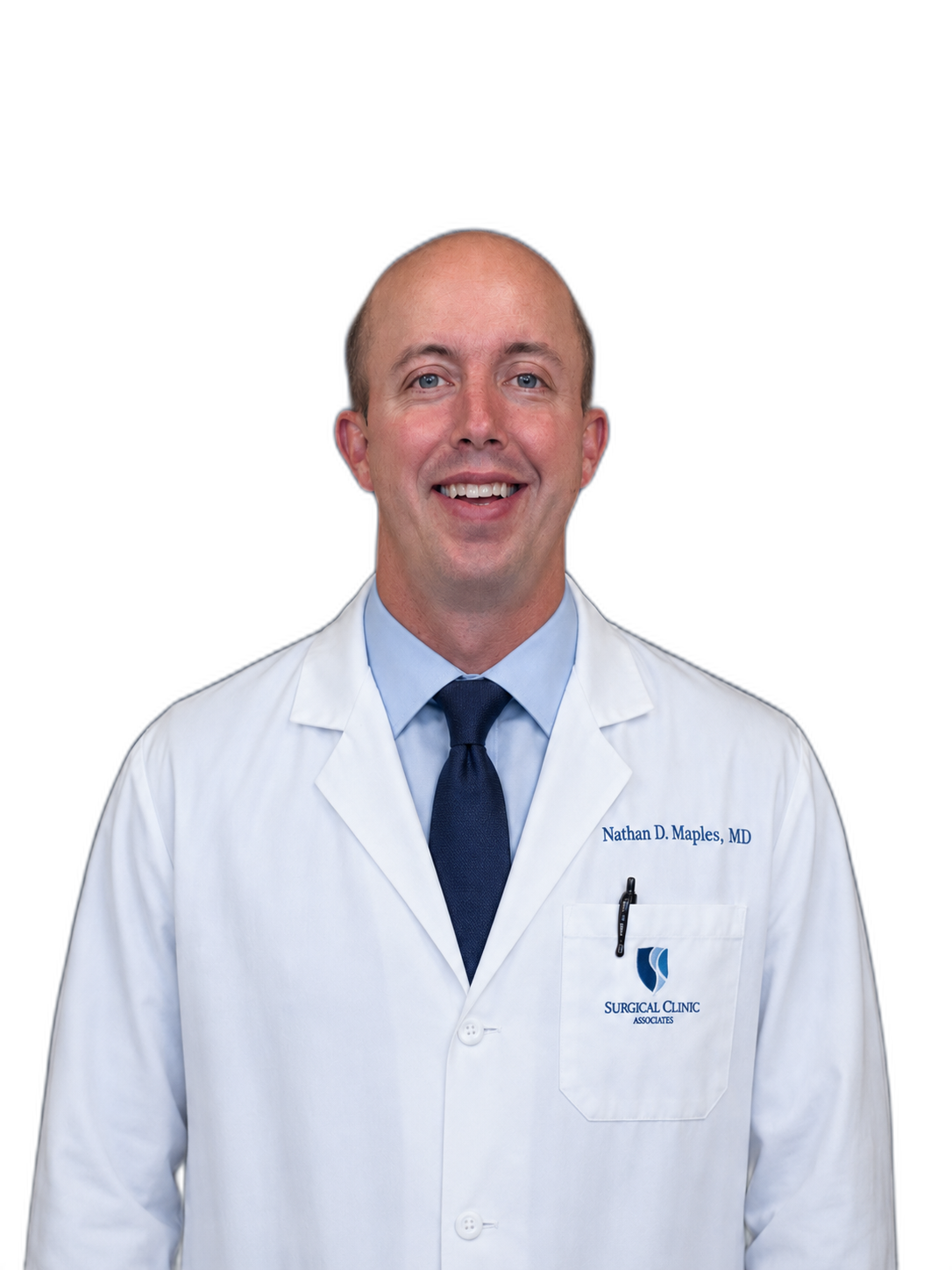 Portrait of Nathan Maples, MD, in a white coat